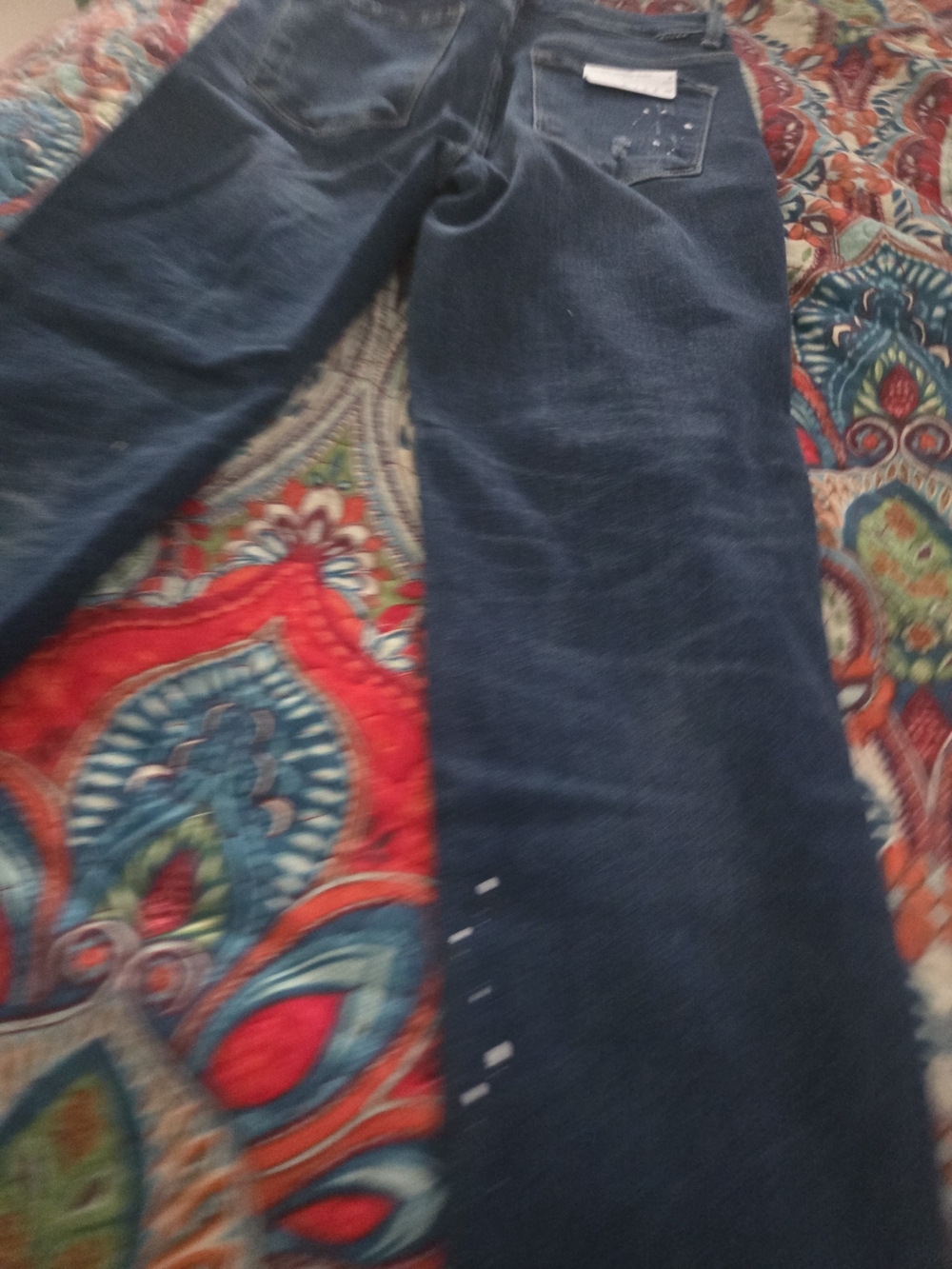 Risen Midrise Tapered Jeans in Dark Blue with Distressed Detail - Picture 9 of 11